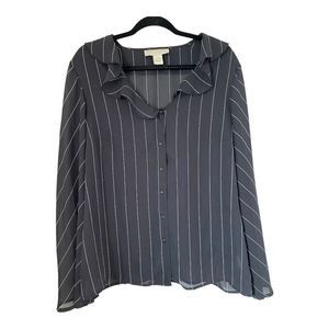 Norton McNaughton Blouse Black Pin Stripes Women’s Size 16